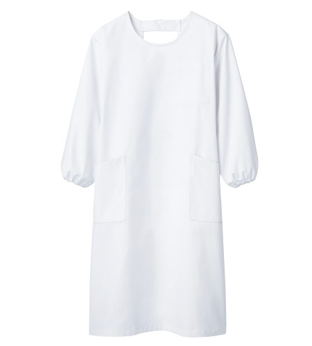 耐久性に優れた肌触りの良い男女兼用長袖エプロン