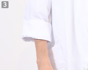 長袖白衣(71-81-491)の商品詳細「捲くりやすい袖口」