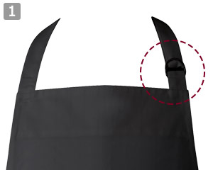 胸当てエプロンのポイント①Dカン調節