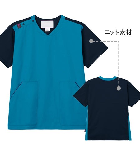 袖と背面がニット素材