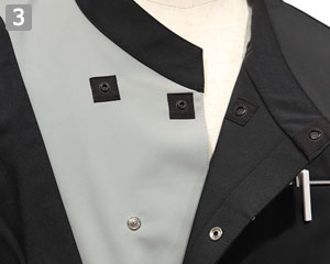 コックコート(b4-616)の商品詳細「比翼テーピースナッパー+アメリカンスナップ」