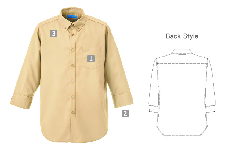 マルチボタンダウンシャツ七分袖(B4-KZN107)の商品詳細