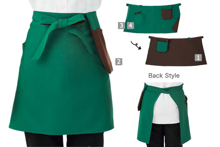 リバーシブルエプロン(腰下)(b4-kzn492)の商品詳細