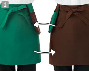 リバーシブルエプロン(腰下)(b4-kzn492)の商品詳細「リバーシブル」