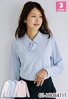 ノーアイロンの低価格リボンブラウス(61-HCB4111)