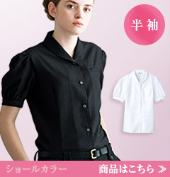 チトセカルゼ ショールカラー半袖ブラウス31-BL8056