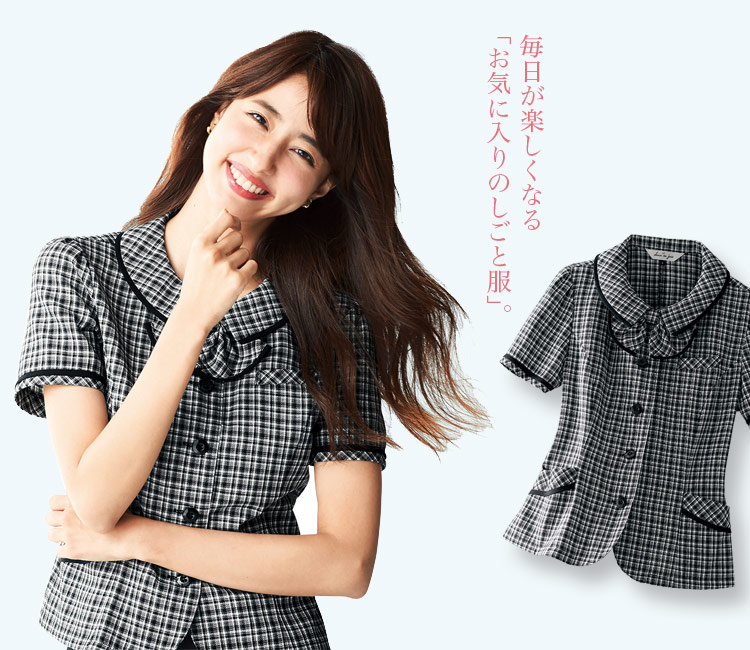 涼しさにも可愛さにも自信のチェック柄オーバーブラウス(21-26530) 2枚目