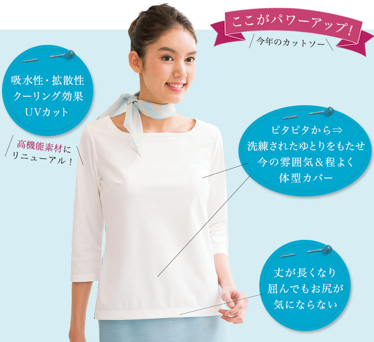 吸水性にUVカット等、機能やシルエットが進化した七分袖Tシャツ(23-WP370) メイン画像2