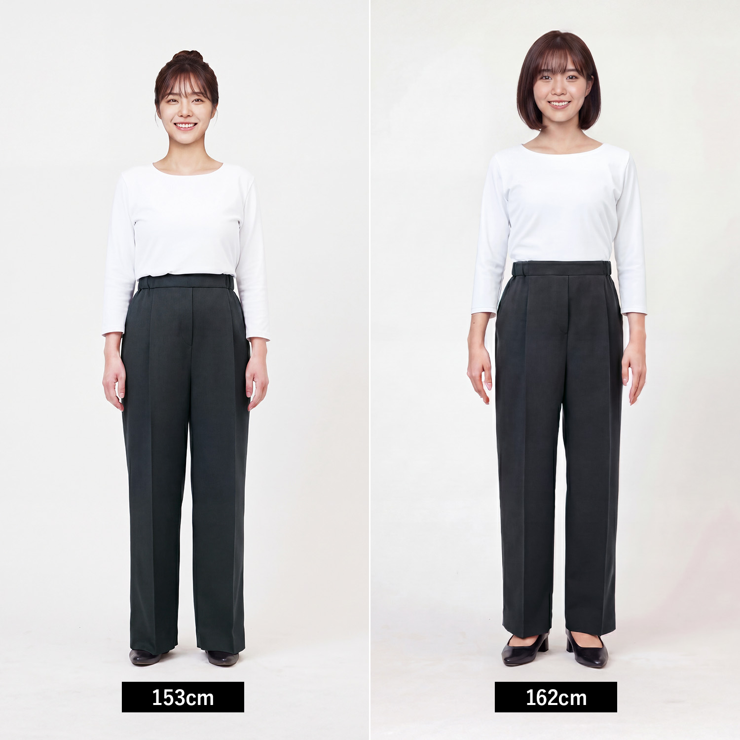 接客向け グレーのワイドパンツ(33-gpal2664) を着用した女性モデル正面画像
