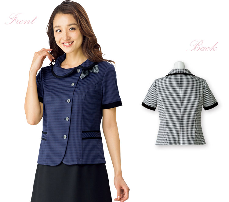 チェック柄ニット・オーバーブラウス(34-AJ0836)　2枚目