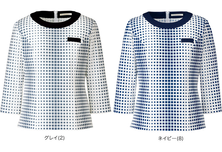 七分袖プルオーバー[ニット/チェック](34-BCK7104) カラーバリエーション 