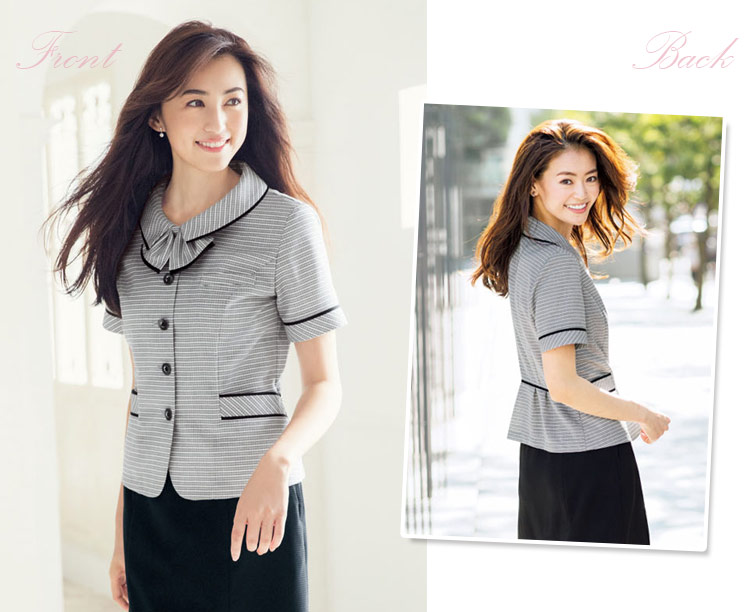 涼しげボーダー柄・オーバーブラウス(34-LJ0769) 2枚目