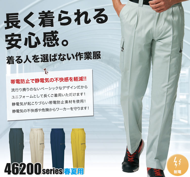 タフさを追求したハードワーカーの定番作業着 自重堂 ツータックカーゴパンツ46202