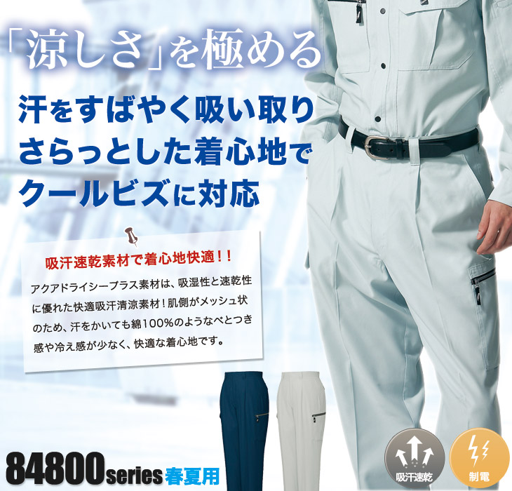 01-84802 吸汗速乾ワンタックカーゴパンツ