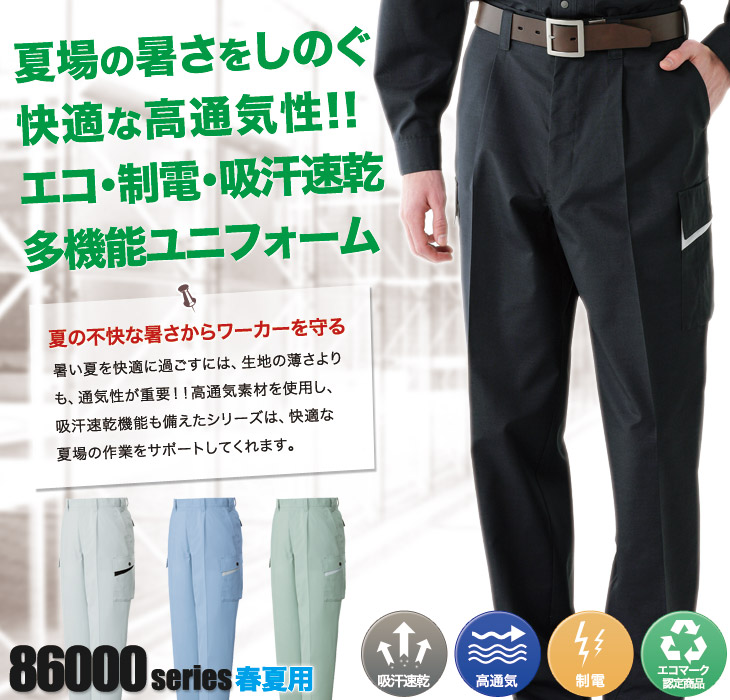 自重堂 86002 エコ製品制電ワンタックカーゴパンツ