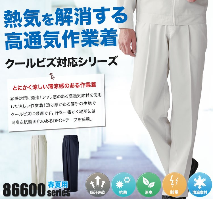 ワンタックパンツ作業服 86601