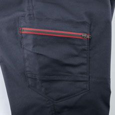 右脇横ポケットはファスナー仕様でモノが落ちにくい