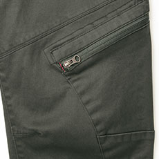 左カーゴポケットは横ファスナー仕様。