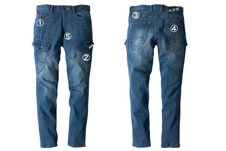 ジーベック現場服 ストレッチデニムカーゴパンツ2803 商品詳細