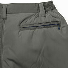 右後ポケットは物が落ちにくいファスナー付き。