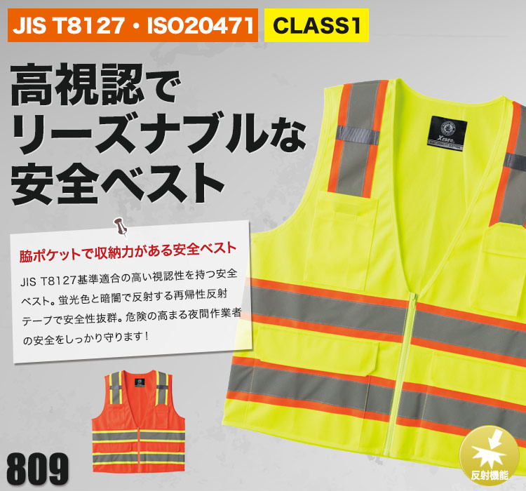高視認トリコット安全ベスト 809