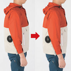 身頃の膨らみを抑えたシャープなシルエット