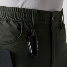 ウエストシャーリングゴム仕様、ツインループ(右前、左脇)