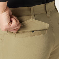 フラップポケット(後左)、サイズチップ(左)