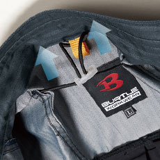 衣服内の空気の循環を促す、調節式エアダクト