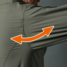 ストレッチ性(ヨコ17%)でスムーズな動きをサポート