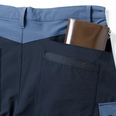 大容量ポケット(長財布が入る)、面ファスナー隠しポケット(右)