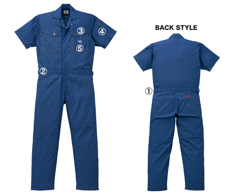 ディッキーズつなぎ半袖３L S～3L Dickies ディッキーズ 作業着 春夏作業服 半袖つなぎ服 21