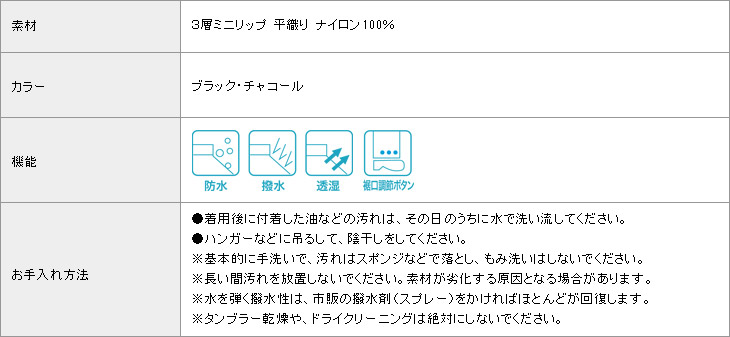 素材とお手入れ方法