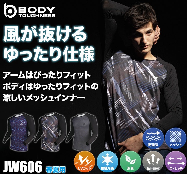 春夏用]BODY TOUGHNESS クールメッシュ ロングスリーブ クルー