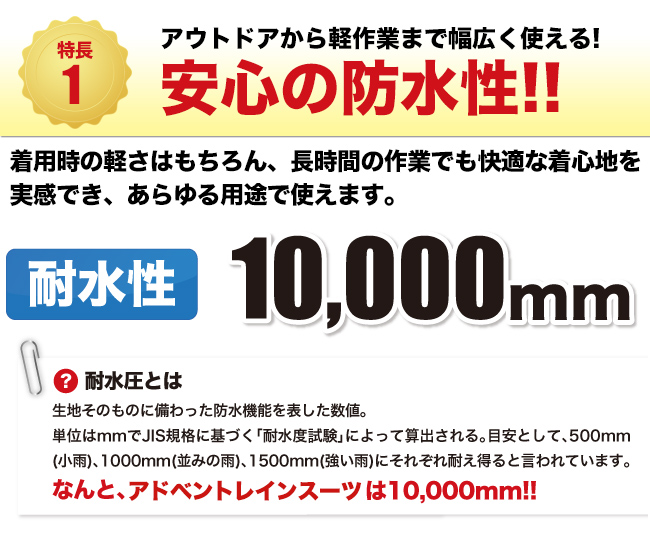 特長1 安心の防水性