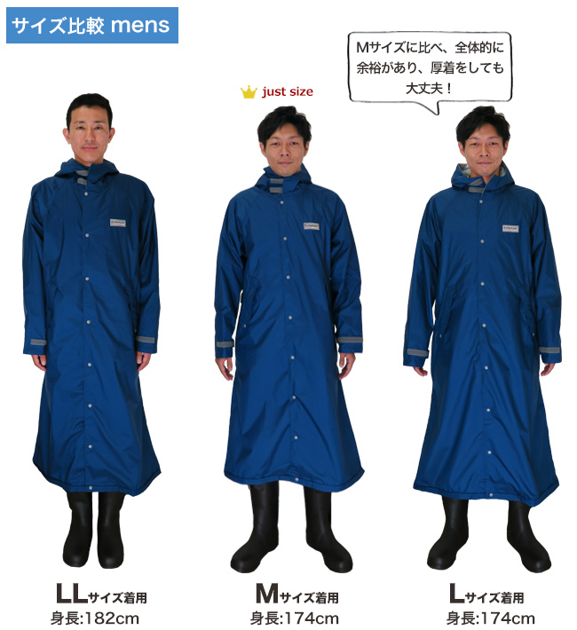 男性スタッフサイズ比較