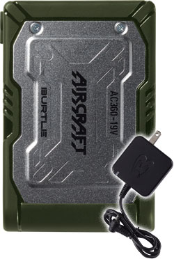 19V 空調服 バートル エアークラフト BURTLE AC360 のフルセット バートルエアークラフトAC360リチウムイオンバッテリーセット(19V)