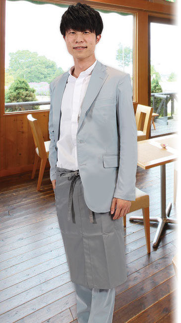 8分袖スタンドカラーシャツ[男女兼用