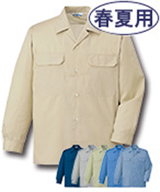 [春夏用]エコ製品制電長袖オープンシャツ[JIS T8118適合](01-6055)