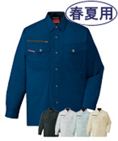 [春夏用]ストレッチ長袖シャツ[綿100%](01-84204)