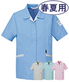 [春夏用]エコ低発塵製品制電半袖スモック[JIS T8118適合](01-84335)