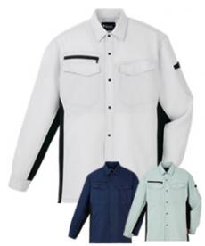 [通年]エコ製品制電ストレッチ長袖シャツ[男女兼用](01-87804)