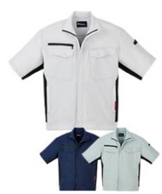 [春夏用]エコ製品制電ストレッチ半袖ジャンパー[男女兼用](01-87810)