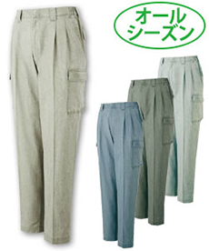 [春夏用]綿100%ツータックカーゴパンツ[返品交換不可](01-94302)