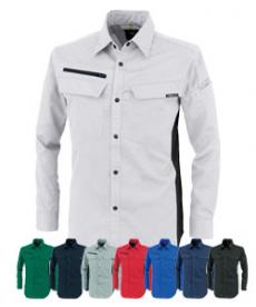 [通年]裏綿ストレッチ長袖シャツ[男女兼用](02-1513)