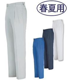 [春夏用]プリーツロン綿100%ワンタックスラックス(02-2090)