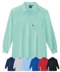 [通年]スムースジャガード長袖ポロシャツ[胸ポケット有り](02-6145)