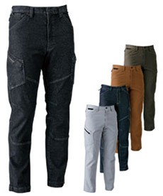 [通年]綿100%ソフトチノクロス&ストレッチデニムメンズカーゴパンツ[男性用](08-5114)