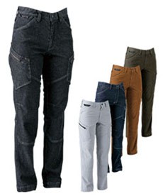 [通年]綿100%ソフトチノクロス&ストレッチデニムレディースカーゴパンツ[女性用](08-51141)