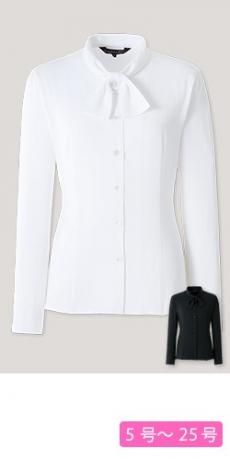 【在庫限り】[通年]リボン風の襟が清楚な雰囲気のブラウス[長袖](21-01073)
